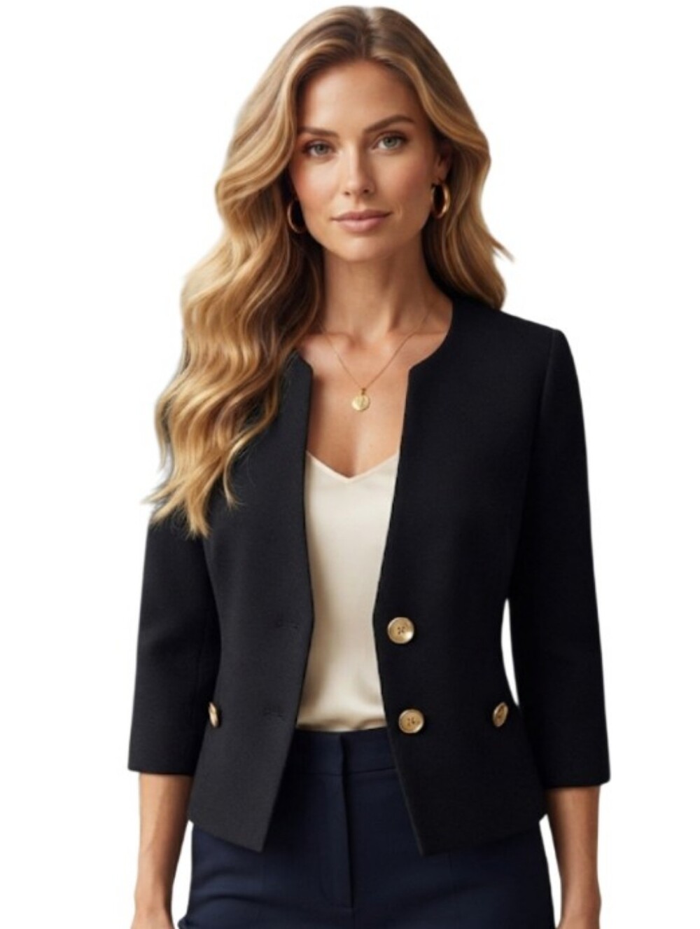 Talbots Black Gold‑Button Blazer – Size 4 ..Excellent Condition